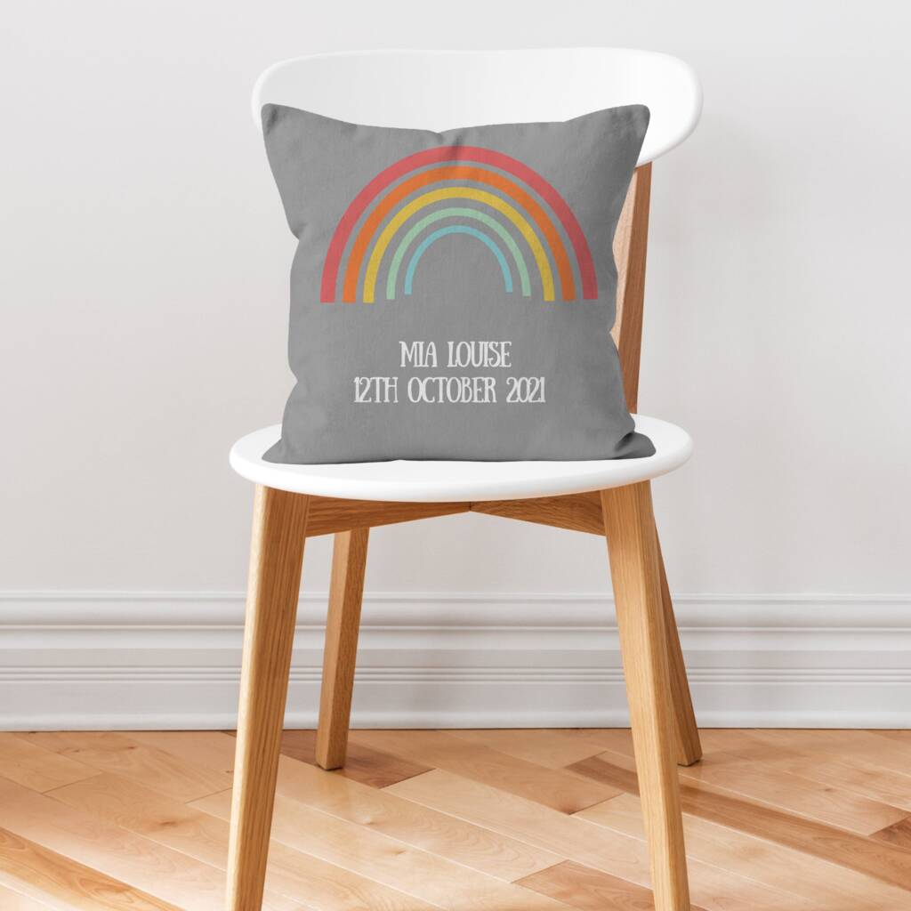 Personalised Children's Nursery Rainbow Cushion, 1 of 6