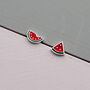 'One In A Melon' Sterling Silver Watermelon Earrings, thumbnail 3 of 5