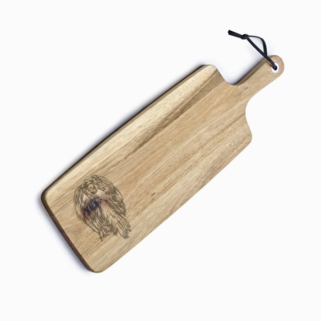 Personalised Saluki Engraved Acacia Serving Board, 1 of 2