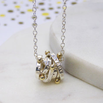 Personalised Silver And Gold Ball Scroll Necklace, 9 of 10