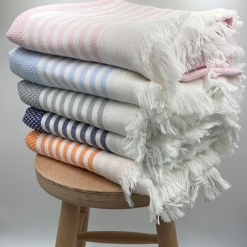 Leros Striped Peshtemal Towel Dusty Pink, 4 of 10