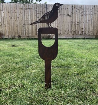 Blackbird On A Spade Garden Or Home Decoration, 2 of 3