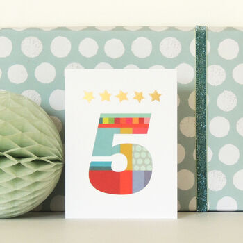 Mini Gold Star Number Five Card, 3 of 5