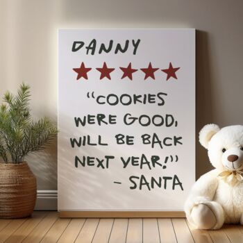 Personalised Santa’s Thank You Note Hand Made Print, 5 of 5