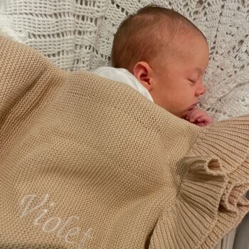 Personalised Embroided Knitted Ruffle Blanket, 8 of 9