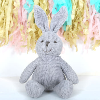 Grey Bunny Rabbit Rattle And Personalised Bag, 2 of 5