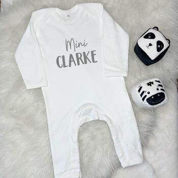'Mini' Personalised Rompersuit Gift For New Baby, 6 of 8