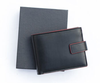Men's Luxury Black Leather Wallet Notecase Design Rfid Safe Personalised, 7 of 7