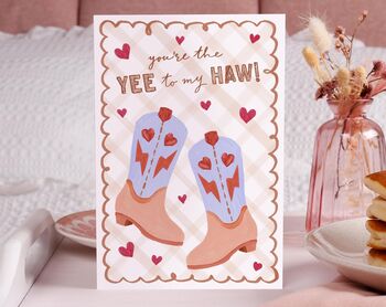 Cute Valentine Card With Cowboy Boots Pun For Boyfriend Or Husband, 2 of 4