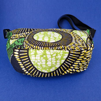 African Print Crossbody Shoulder Bag | Dumpling Sling Bag | Green Yellow, 6 of 6
