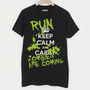 Keep Calm Run Zombies Men’s Halloween T Shirt, thumbnail 1 of 2