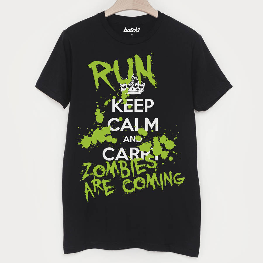 Keep Calm Run Zombies Men’s Halloween T Shirt, 1 of 2