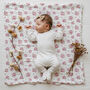 Luxury Rosie Rose Floral Organic Bamboo Muslin Swaddle, thumbnail 2 of 3