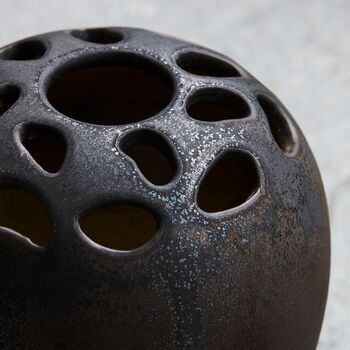 Varios Cosmic Black Earthenware Vase, 5 of 5
