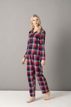 Red Checked Flannel Family Christmas Pyjama Set, 3 of 10