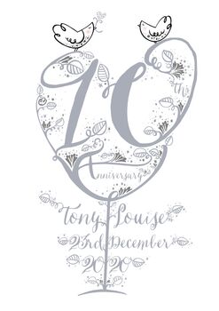 10th Wedding Anniversary Personalised Gift Print, 2 of 2