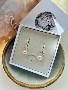 Silver And Freshwater Pearl Beaded Hoop Earrings, 8 of 9