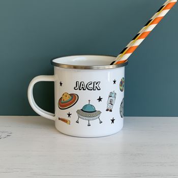 Personalised Space Theme Enamel Mug, 2 of 2