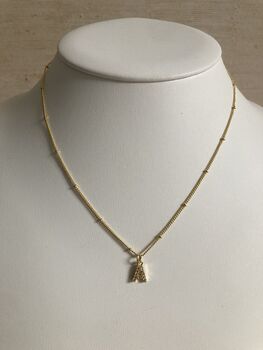 A Initial Zirconia Gold Pendant Necklace, 4 of 6