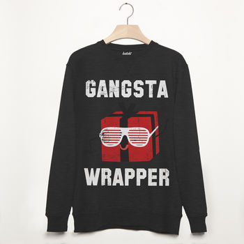 Gangsta Wrapper Men's Christmas Slogan Sweatshirt, 2 of 3