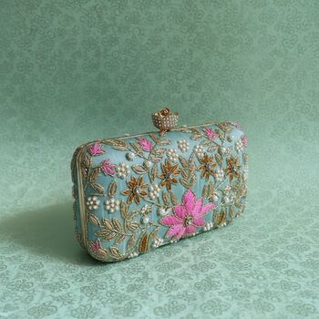 Floral Mint Green Clutch Bag, 5 of 12