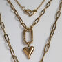 Womens Gold Chunky Chain Heart Charm Necklace Set, thumbnail 6 of 6