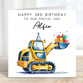 Personalised Digger Birthday Card, 2 of 3