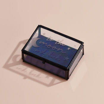 To The Moon And Back Etched Mini Glass Jewellery Box, 2 of 3