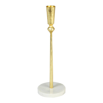 Gold Candlestick With Round Marble Base, 2 of 4