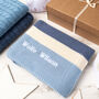 Baby Boys Blue And Cream Candy Stripe Blanket, thumbnail 1 of 11