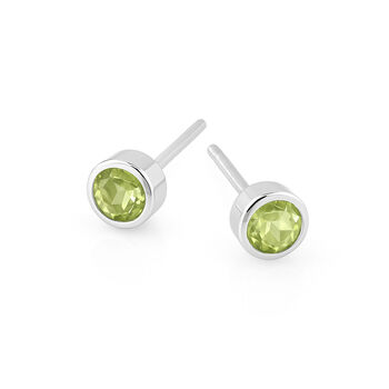 Sterling Silver Peridot Stud Earrings: August Birthstone – 5mm, 9 of 9