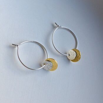 Gold Plated / Sterling Silver Double Disc Hoop Earrings, 5 of 7