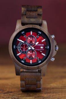 Edinburgh Personalised Wood Watch For Men Made From Walnut, 5 of 10