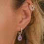 February Birthstone Amethyst Sterling Silver Huggie Hoop Earrings, thumbnail 1 of 12