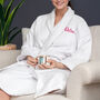 Personalised Luxury Velour Bathrobe – Front And Back Embroidery, thumbnail 2 of 8