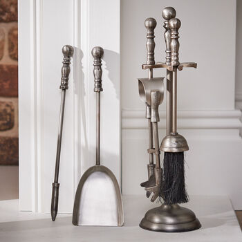 Antique Pewter Fireplace Companion Set, 3 of 4