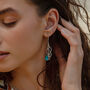 Turquoise Silver Grain Wavy Drop Earrings, thumbnail 7 of 7