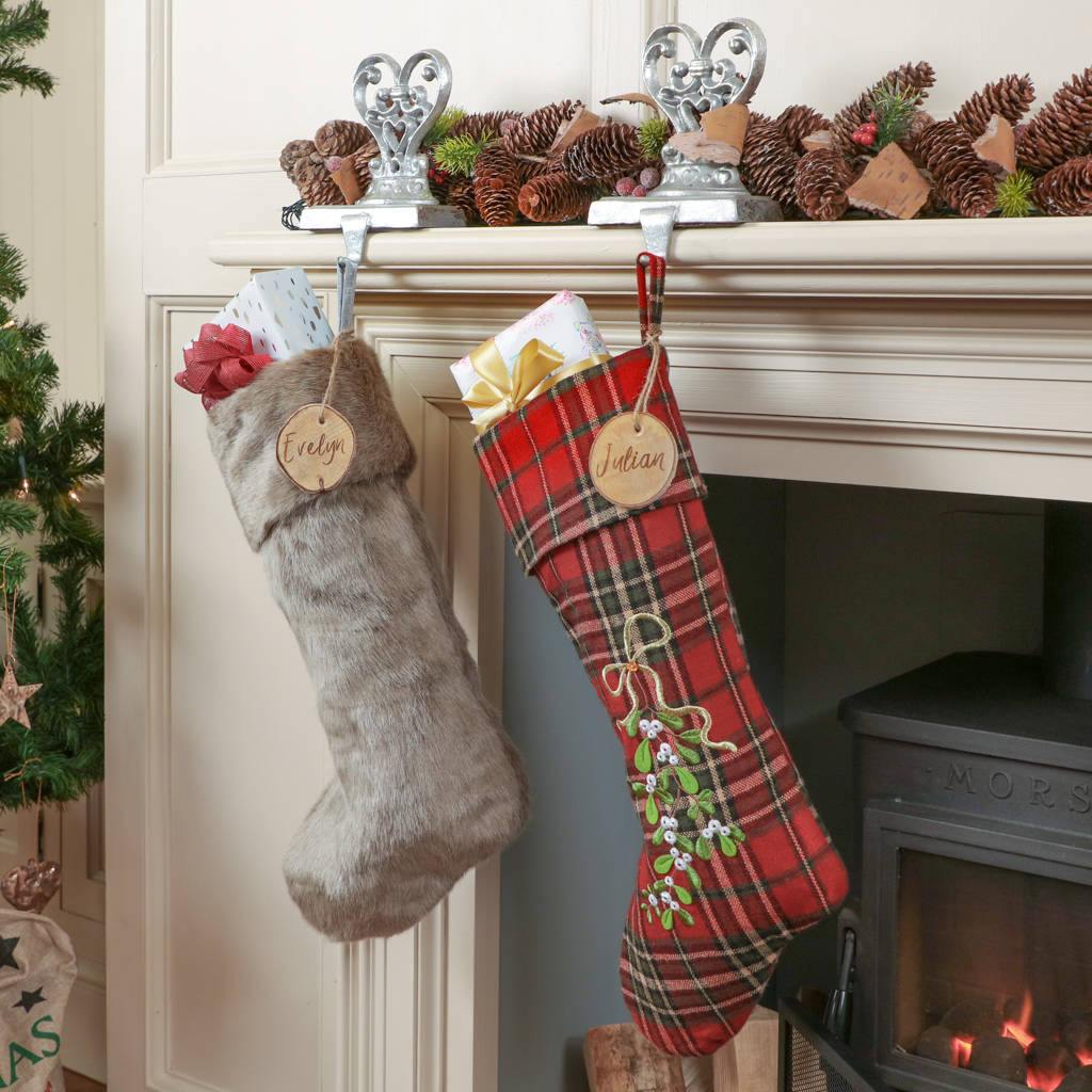 Personalised Highland Fur And Tartan Stockings