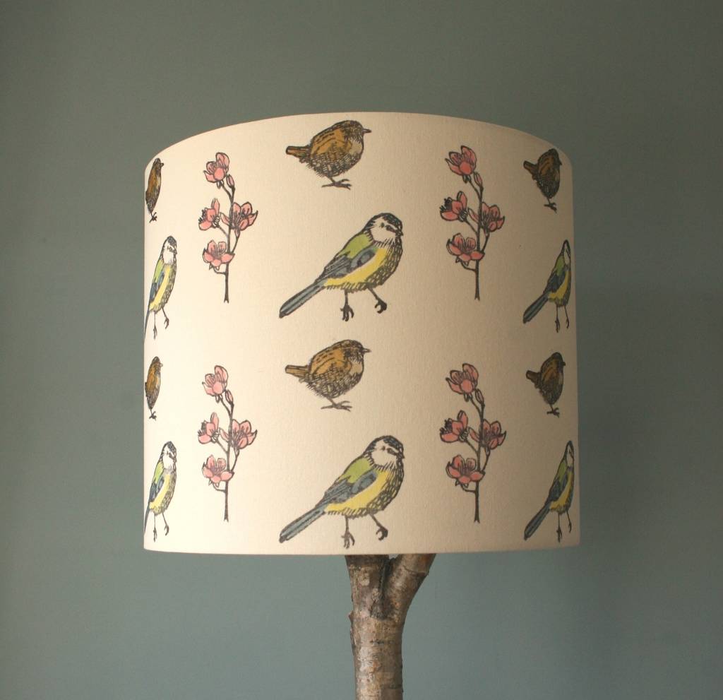 Hand Printed Bird Print Linen Lampshade By Robin S Room Hand Printed Bird Print Linen Lampshade