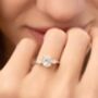 Two Ct Oval Moissanite Three Stone Engagement Ring, thumbnail 1 of 10
