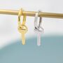 Dangling Key Hoop Earrings In Sterling Silver, thumbnail 5 of 11