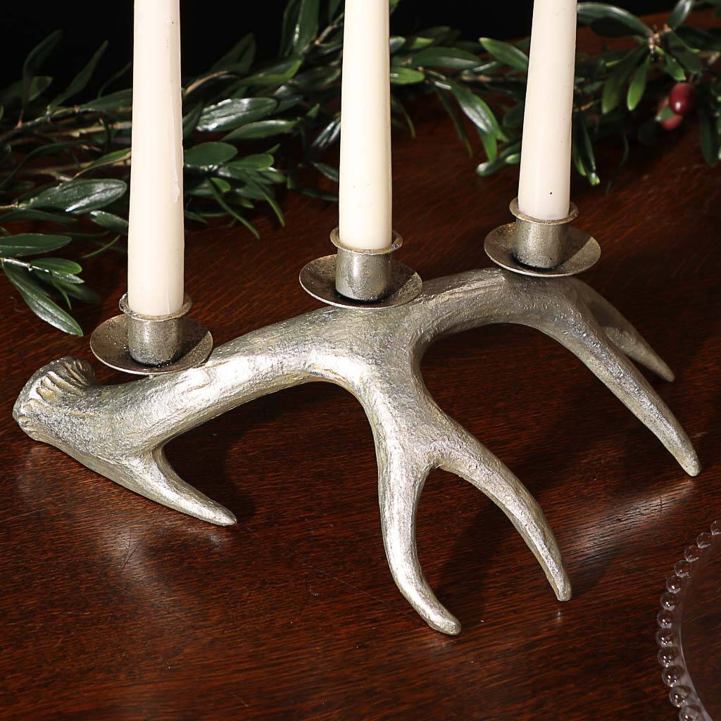 Woodland Magic Silver Antler Candle Holder By Dibor