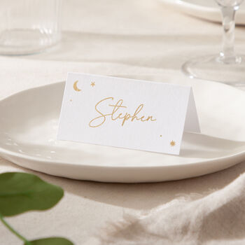 Moon And Stars Foiled Wedding Table Place Cards, 2 of 2