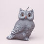 G Decor Birch Tree Effect Grey 3D Owl Pillar Candle, thumbnail 5 of 6