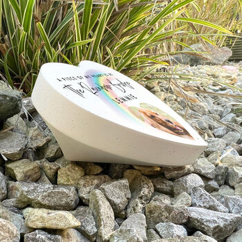 Personalised Pet Rainbow Bridge Photo Resin Heart Grave Marker, 2 of 5