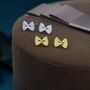 Farfalle Pasta Ribbon Bow Stud Earrings Sterling Silver, thumbnail 1 of 11