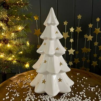 Medium White Porcelain Christmas Tree With Lights, 4 of 5