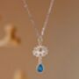 Lotus Blue Cubic Zirconia Sterling Silver Necklace, thumbnail 3 of 10