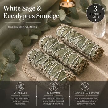 White Sage And Eucalyptus Cleansing Ritual Trio, 2 of 6