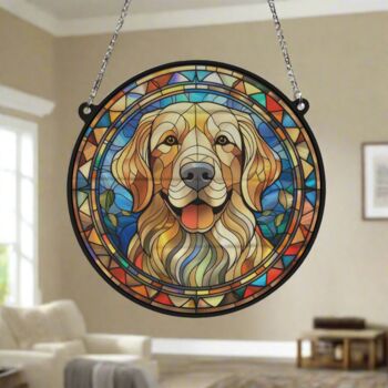 Golden Retriever Stained Glass Effect Suncatcher, 4 of 6